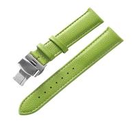 HYUOIND Leather watch with green soft cowhide men's and women's watch accessories substitute Compatible With Longines Tissot dw strap accessories(Apple green,20)