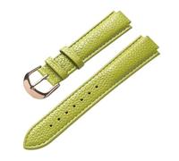HYUOIND Litchi Grain Soft Leather Convex Elephant Grey Olive Green Men's Ladies Compatible With Cartier Blue Balloon Leather Strap(Light green rose,16x8mm)