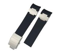 HYUOIND Natural Rubber Watchband 22mm Compatible With Ulysse Nardin Diver Black Blue Silicone Watch Strap Silver Rose Gold Folding Buckle(Blue Pink)