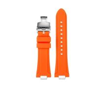 HYUOIND Quick Release Interface Watchband Compatible With 1853 TISSOT PRX T137.407 T137.410 Super Player Men's Silicone Rubber Watch Strap 26x12mm(Orange-steel Folding,26-12mm)