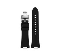 HYUOIND Quick Release Interface Watchband Compatible With 1853 TISSOT PRX T137.407 T137.410 Super Player Men's Silicone Rubber Watch Strap 26x12mm(Black-steel Folding,24-11mm)