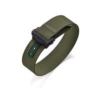 HYUOIND Ribbed Nylon Strap Compatible With Omega Compatible With Swatch Moonswatch FKM Rubber Nylon Watch Band Universal Folding Buckle Bracelet(Green-Black Buckle,18mm)