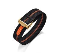 HYUOIND Ribbed Nylon Strap Compatible With Omega Compatible With Swatch Moonswatch FKM Rubber Nylon Watch Band Universal Folding Buckle Bracelet(Black Orange-Gold,22mm)