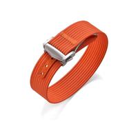 HYUOIND Ribbed Nylon Strap Compatible With Omega Compatible With Swatch Moonswatch FKM Rubber Nylon Watch Band Universal Folding Buckle Bracelet(Orange-Silver Buckle,22mm)