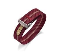 HYUOIND Ribbed Nylon Strap Compatible With Omega Compatible With Swatch Moonswatch FKM Rubber Nylon Watch Band Universal Folding Buckle Bracelet(RoseRed Khaki-Silver,22mm)
