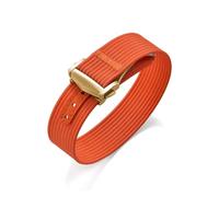 HYUOIND Ribbed Nylon Strap Compatible With Omega Compatible With Swatch Moonswatch FKM Rubber Nylon Watch Band Universal Folding Buckle Bracelet(Orange-Gold Buckle,20mm)
