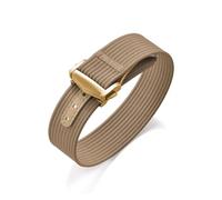 HYUOIND Ribbed Nylon Strap Compatible With Omega Compatible With Swatch Moonswatch FKM Rubber Nylon Watch Band Universal Folding Buckle Bracelet(Khaki-Gold Buckle,22mm)