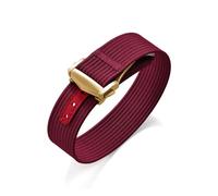 HYUOIND Ribbed Nylon Strap Compatible With Omega Compatible With Swatch Moonswatch FKM Rubber Nylon Watch Band Universal Folding Buckle Bracelet(RoseRed-Gold Buckle,20mm)