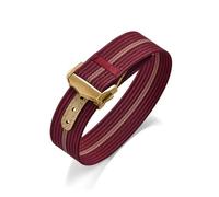 HYUOIND Ribbed Nylon Strap Compatible With Omega Compatible With Swatch Moonswatch FKM Rubber Nylon Watch Band Universal Folding Buckle Bracelet(RoseRed Khaki-Gold,20mm)