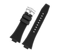 HYUOIND Rubber Watch Strap Compatible With Tissot PRX T137.407/410 Band Super Player Series Men's Interface Rubber Watchband 26-12mm PRX Watch Parts(Black Steel)