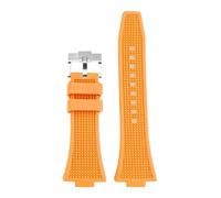 HYUOIND Silicone Rubber Watch Strap Compatible With Tissot PRX Super Player T137.407/410 27 * 12mm Sky Dark Blue Green Black Orange White Watchband(Orange-Silver)
