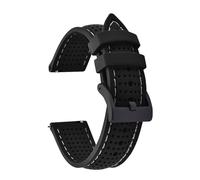 HYUOIND Soft Breathable Silicone Rubber Watch Strap 18mm 20mm 22mm Quick Release Strap Sport Diving Bracelets Compatible With Omega(Black White-Black,20mm)
