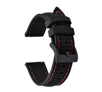 HYUOIND Soft Breathable Silicone Rubber Watch Strap 18mm 20mm 22mm Quick Release Strap Sport Diving Bracelets Compatible With Omega(Black Red-Black,22mm)