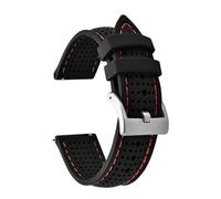 HYUOIND Soft Breathable Silicone Rubber Watch Strap 18mm 20mm 22mm Quick Release Strap Sport Diving Bracelets Compatible With Omega(Black Red-Silver,18mm)