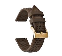 HYUOIND Soft Breathable Silicone Rubber Watch Strap 18mm 20mm 22mm Quick Release Strap Sport Diving Bracelets Compatible With Omega(All Brown-Gold,20mm)
