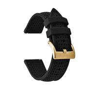 HYUOIND Soft Breathable Silicone Rubber Watch Strap 18mm 20mm 22mm Quick Release Strap Sport Diving Bracelets Compatible With Omega(All Black-Gold,18mm)