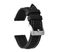 HYUOIND Soft Breathable Silicone Rubber Watch Strap 18mm 20mm 22mm Quick Release Strap Sport Diving Bracelets Compatible With Omega(Black White-Silver,20mm)
