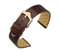 HYUOIND Vintage Leather Watch Strap, Quick Release Replacement Band Compatible With Men and Women, Choice of Width 18mm 19mm 20mm 22mm(Brown-Rose Gold,19mm)