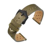 HYUOIND Vintage Leather Watch Strap, Quick Release Replacement Band Compatible With Men and Women, Choice of Width 18mm 19mm 20mm 22mm(Green-Black,19mm)