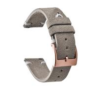 HYUOIND Vintage Suede Leather Strap 20mm 22mm Leather Quick Release Band Calfskin Bracelet Universal Brown Black Wristband Men Women(Gray White-Rose Gold,22mm)