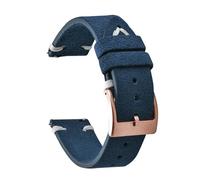 HYUOIND Vintage Suede Leather Strap 20mm 22mm Leather Quick Release Band Calfskin Bracelet Universal Brown Black Wristband Men Women(Blue White-Rose Gold,20mm)