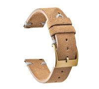 HYUOIND Vintage Suede Leather Strap 20mm 22mm Leather Quick Release Band Calfskin Bracelet Universal Brown Black Wristband Men Women(Khaki White-Gold,22mm)