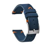 HYUOIND Vintage Suede Leather Strap 20mm 22mm Leather Quick Release Band Calfskin Bracelet Universal Brown Black Wristband Men Women(Blue Orange-Silver,22mm)