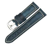 HYUOIND Watchband Blue 20mm 22mm 24mm With Black Buckle Vintage Wax Leather Watch Strap Compatible With Fossil Watch Band(Blue S,18mm)