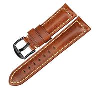 HYUOIND Watchband Blue 20mm 22mm 24mm With Black Buckle Vintage Wax Leather Watch Strap Compatible With Fossil Watch Band(Light Brown B,26mm)