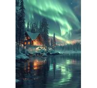 Hyupuanj 5D DIY Diamond Painting Kit Aurora Hut, 12x16in h-48