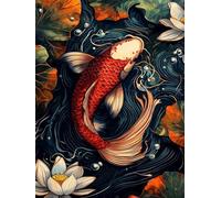 Hyupuanj 5D DIY Diamond Painting Kit Lotus Carp, 28x36in h-367