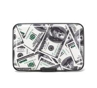 HYUTOTA Credit Card Holder, Mini RFID Aluminum Wallet Credit Cards Holder Business Card Case Metal ID Case For Men Women, Dollar, Fashion