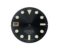 Hyuwdai 1pcs 28.5mm Watch Dial Suitable NH35 Movement Modified Accessories Silver Markers Green lume Left Date Windows Parts(Rose Gold)