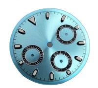 Hyuwdai 1pcs 29.5mm Watch Dial Suitable for VK63 Quartz Movement Modified Dial Accessories Dial Face Silver Makers Green Luminous(A1)