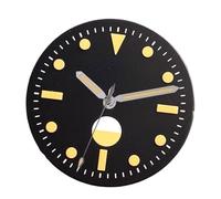 Hyuwdai 1pcs 29mm Black Watch Dial Face Fit Automatic NH35A NH36A ETA2824 PT5000 Luminous Silver Edge Yellow Hands(Yellow dial Hand,for ETA2824 PT5000)