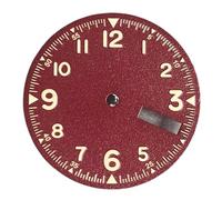 Hyuwdai 1pcs 29mm Black White Luminous Fit NH35A Watch Dial Face Hand Set Date Window for 3.8 Crown Dive Men Watch Case Accessories(Red(NH36))