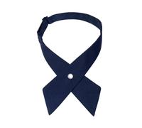 Hyuwdai 1pcs Girl Student Uniform Bow Tie Ties Solid Men's Women's Solid Professional BowTie Women's Cross Day Cravat Prom Graduation Casual(Navy blue)