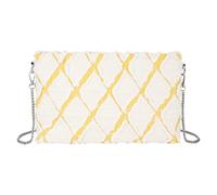 Hyuyikuwol Women Denim Mini Bucket Shoulder Crossbody Bag Drawstring Quilted Distressed Tassel Barrel Shape Satchel Purse, G-white Yellow, 32*7.5*20cm / 12.6*2.9*7.8, Crossbody Clutch Bag