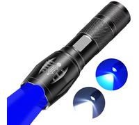 HYVCZP Rechargeable 2 in 1 Blue Flashlight, Portable Waterproof Flashlight, LED Flashlight with White and Blue Light Combination for Fishing,Maps and Nautical Charts Read