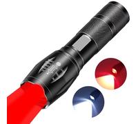 HYVCZP Rechargeable 2 in 1 Red Flashlight, Portable Waterproof Red Light Flashlight, LED Flashlight with White and Red Light Combination, Red Light for Night Observation, Astronomy, Aviations
