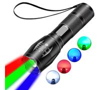 HYVCZP Red Flashlight Rechargeable, Green Light Flashlight, Blue Light Flashlight，Long Range Powerful, 4 in 1 Multi-Color, White, Red, Blue and Green Lights, 4 Color Modes for Camping,Outdoor