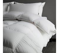 HYVIF Luxury Heavyweight Feathers Down Fiber Comforter King Size - High Fill Power Hotel-Style Thicker Winter Duvet Insert for Cold Weather/Sleepers, Fluffy and Warmth - Solid White, King 90 X 106”
