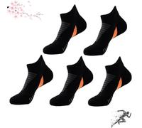 Hywellstore Men's Thick Padded Athletic Ankle Socks, 5 Pairs Comfortable Low Cut Padded Breathable Socks for Runnin (Standard, Black)