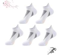 Hywellstore Men's Thick Padded Athletic Ankle Socks, 5 Pairs Comfortable Low Cut Padded Breathable Socks for Runnin (Standard, White)