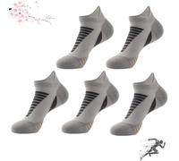 Hywellstore Men's Thick Padded Athletic Ankle Socks, 5 Pairs Comfortable Low Cut Padded Breathable Socks for Runnin (Standard, Gray)