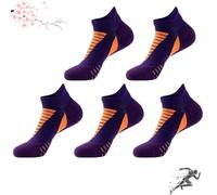 Hywellstore Men's Thick Padded Athletic Ankle Socks, 5 Pairs Comfortable Low Cut Padded Breathable Socks for Runnin (Standard, Purple)