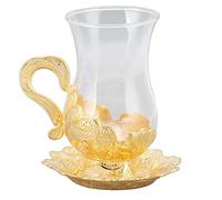 HYWHUYANG Turkish Tea Glass & Saucer Set, Turkish Coffee Cup Set, Elegant European Carved Turkish Tea Cup, Wedding Gifts for Couple