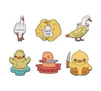 HYWZI 6 Pcs Lovely Animal Enamel Pins: Duck You Brooches - Cute Animal Badges for Clothes Accessories & Jewelry