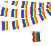 HYX 1 x Gay Pride Flag Bunting, 10m with 25 Pennant Flags, Rainbow Bunting, Pride Parade Decorations, Polyester, Rectangular, Multicolor
