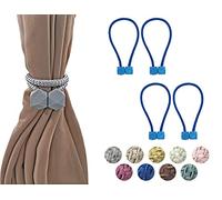 HYX 4 Piece Magnetic Curtain Tiebacks Holdbacks, Modern Curtain Tieback Clips, Curtain Rope Holder Tie Backs, Decorative Hold Backs for Home Office Decoration (Royal Blue)